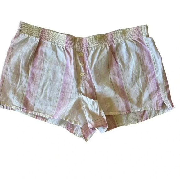 Gap Lightweight Cotton Pink White Strips Pull on Sleepwear Shorts SZ XS #2177 - Picture 1 of 11